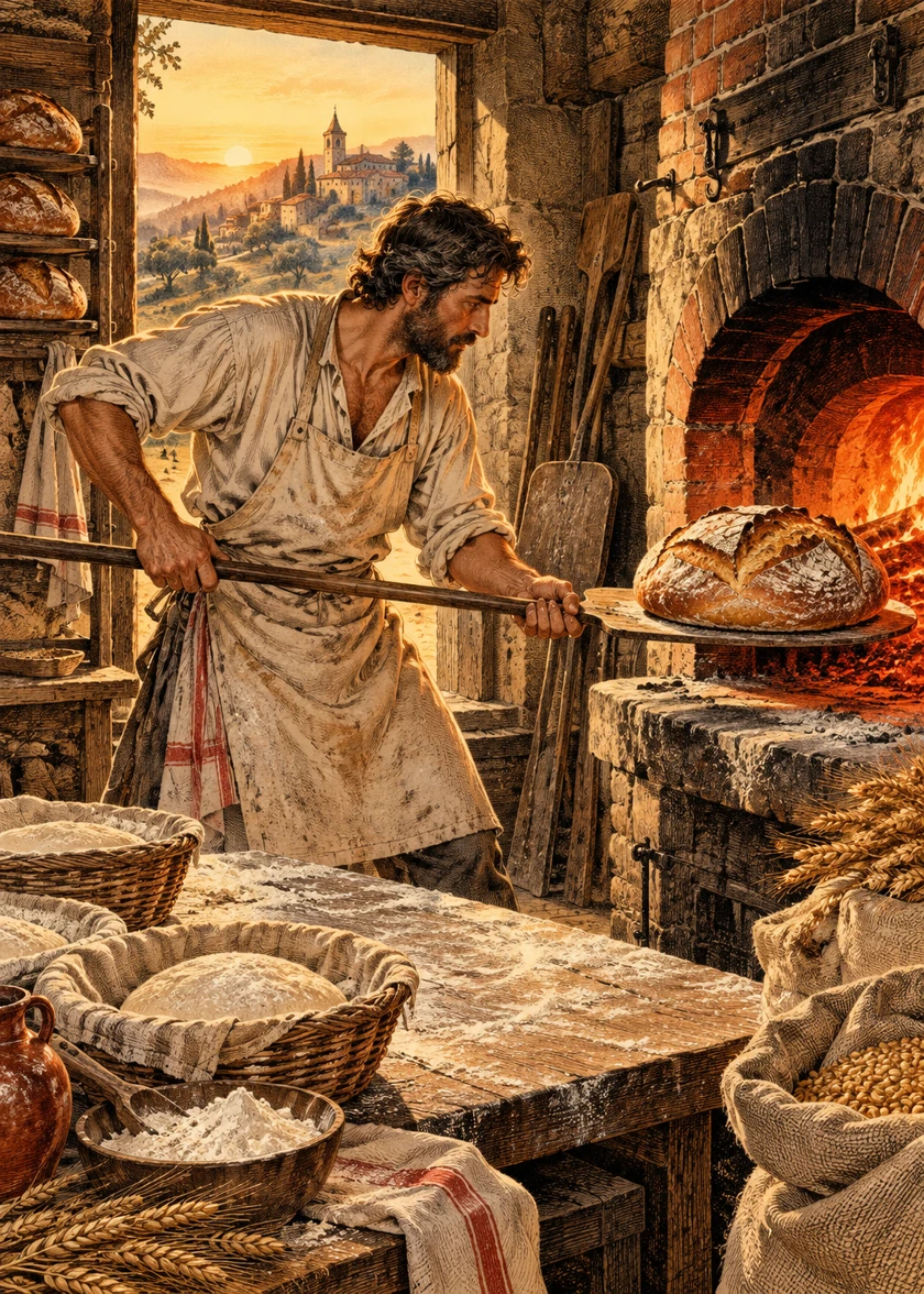 Le boulanger, scène illustrée pour le jeu des métiers