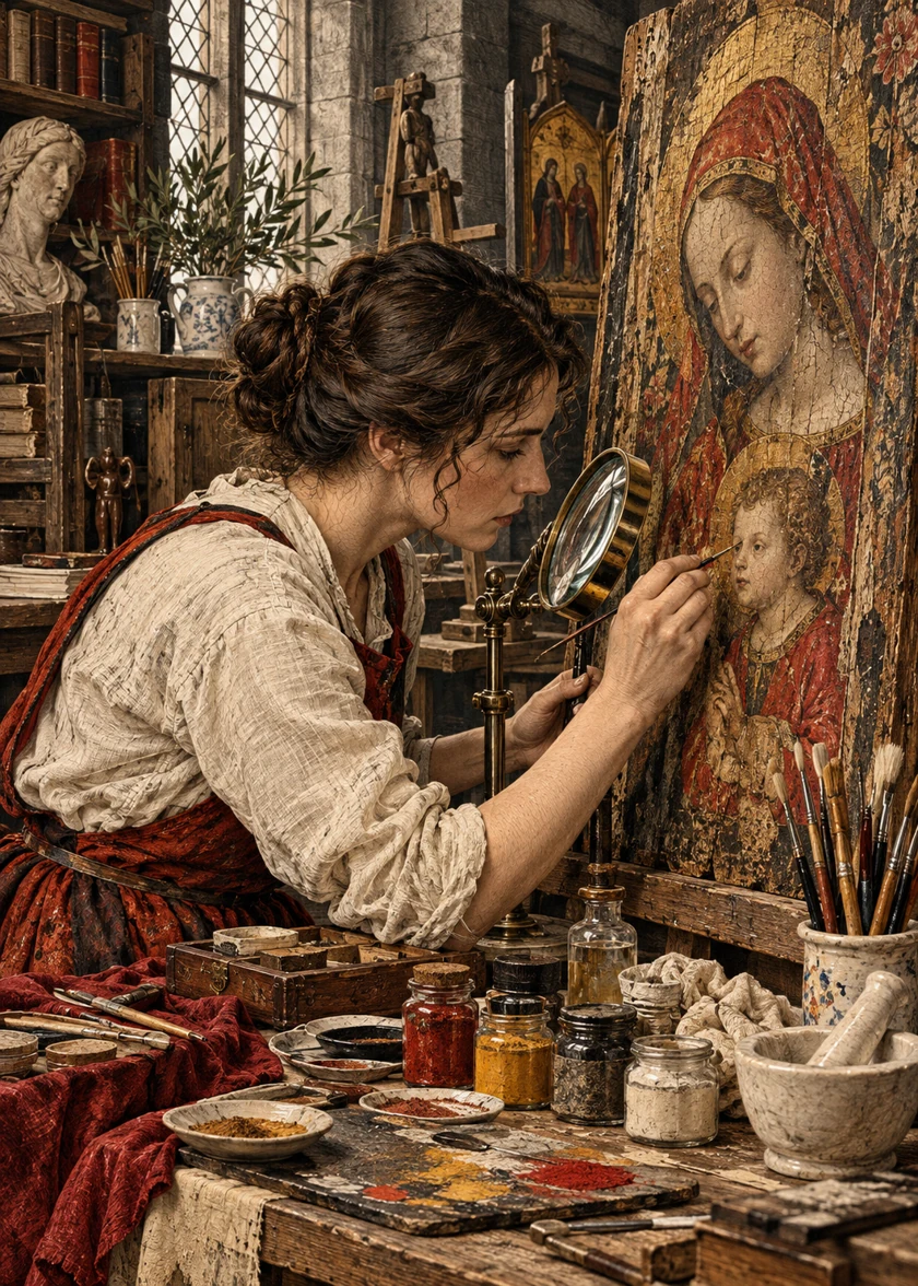 La restauratrice, scène illustrée pour le jeu des métiers
