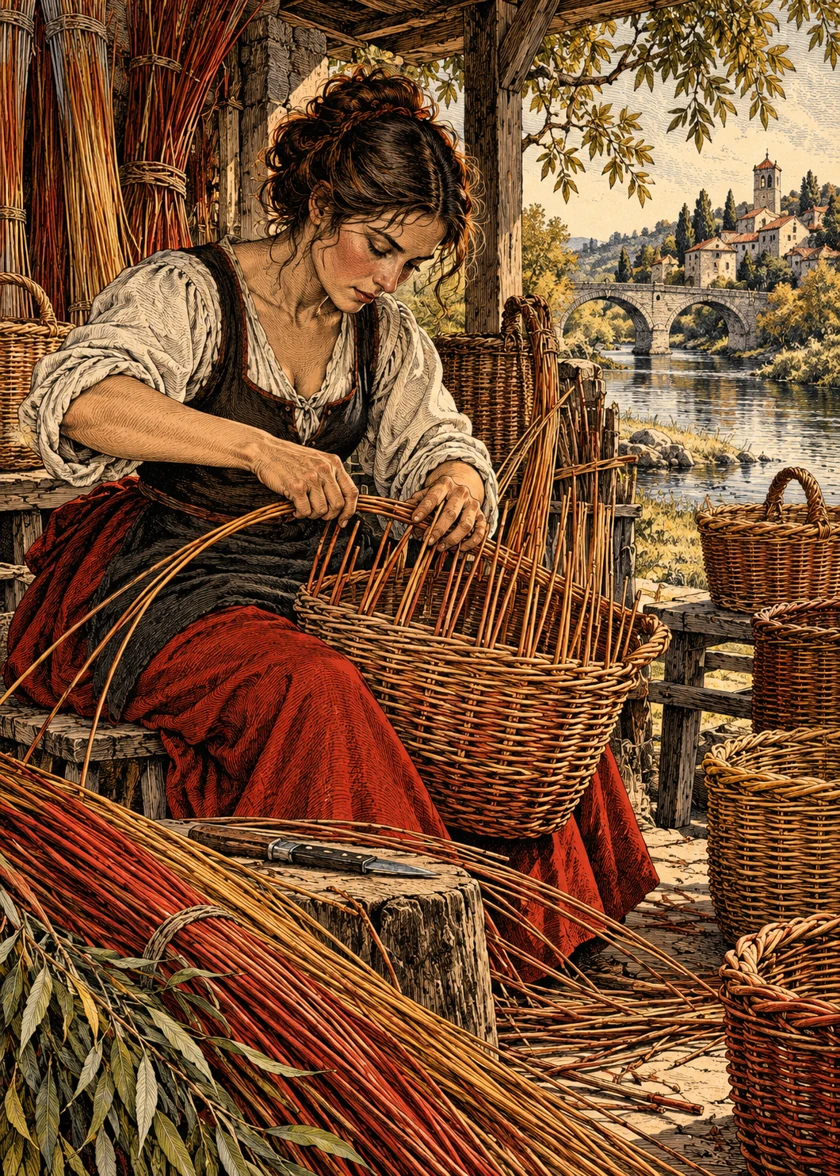 La vannière, scène illustrée pour le jeu des métiers